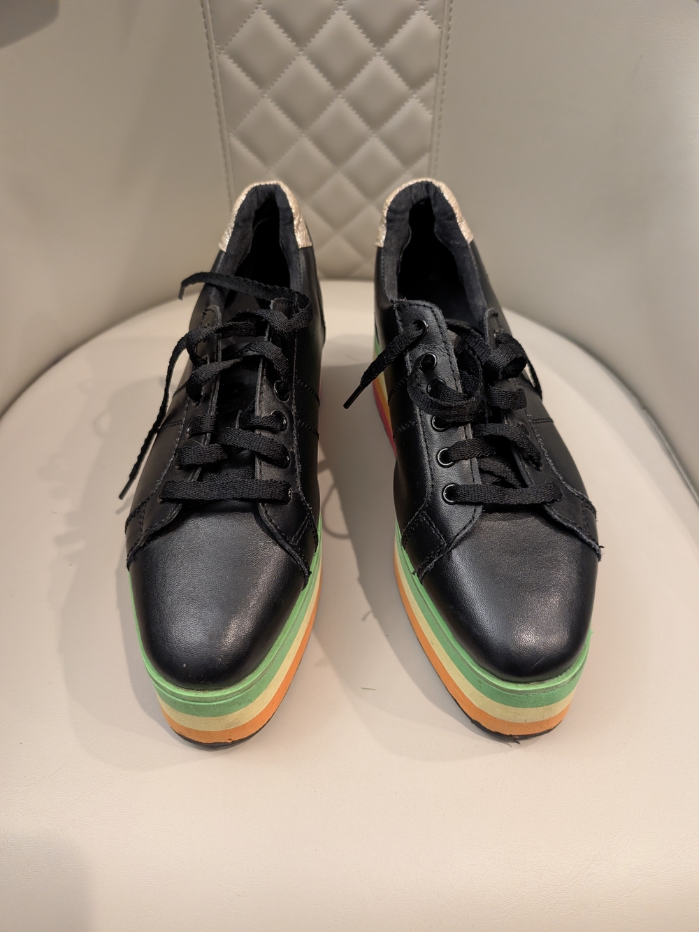 Very Volatile black rainbow platform  Women's Sz 8 sneakers Y2K Club Kid Retro